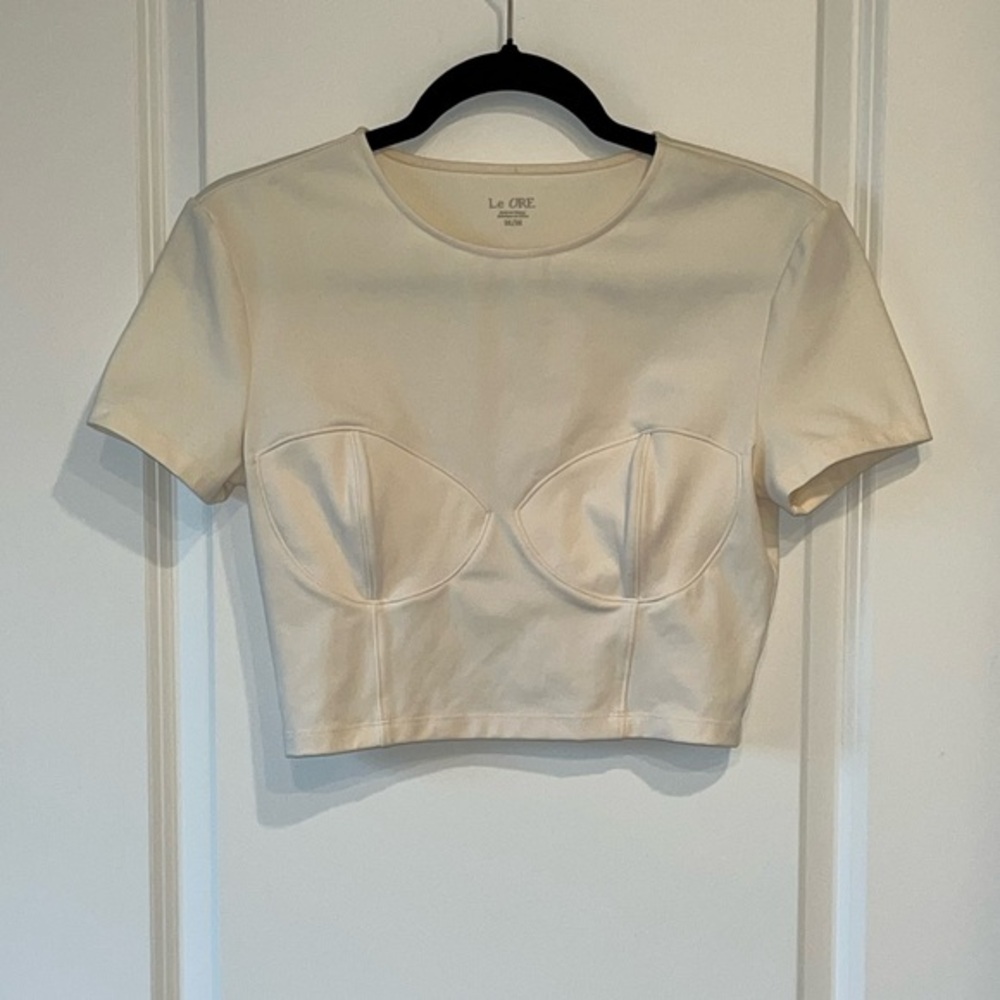 Le Ore Sorelle Corset Crop Top Feminine Casual Gym Girl Ivory Medium